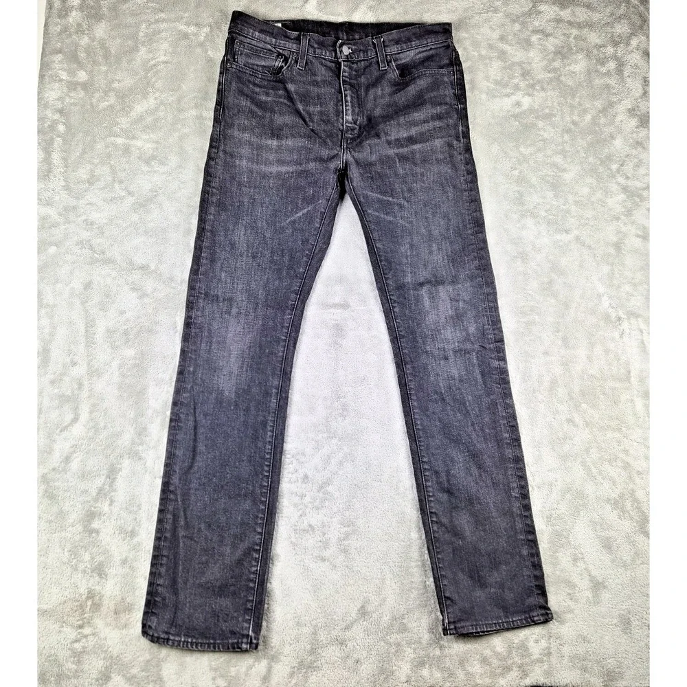 Levis Premium 513 Jeans Mens 34x34 Black Denim Slim Straight Stretch Pants
